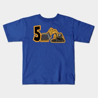 5th Birthday Tshirt Excavator Birthday Kids T-Shirt